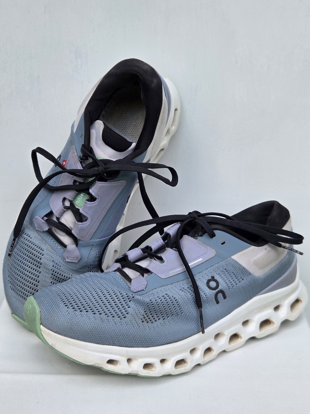 On Cloudstratus 3 Wash Nimbus Blue Mesh Lace-Up Breathable Sneakers Size-9.5